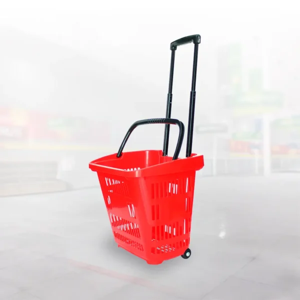Canasta de compras con ruedas para minimarket